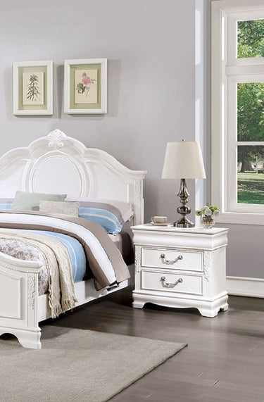Classic White Color 1pc Nightstand, 2-Drawers